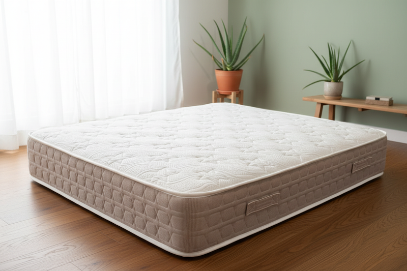 Closer view of mattress with fewer aloe vera plants