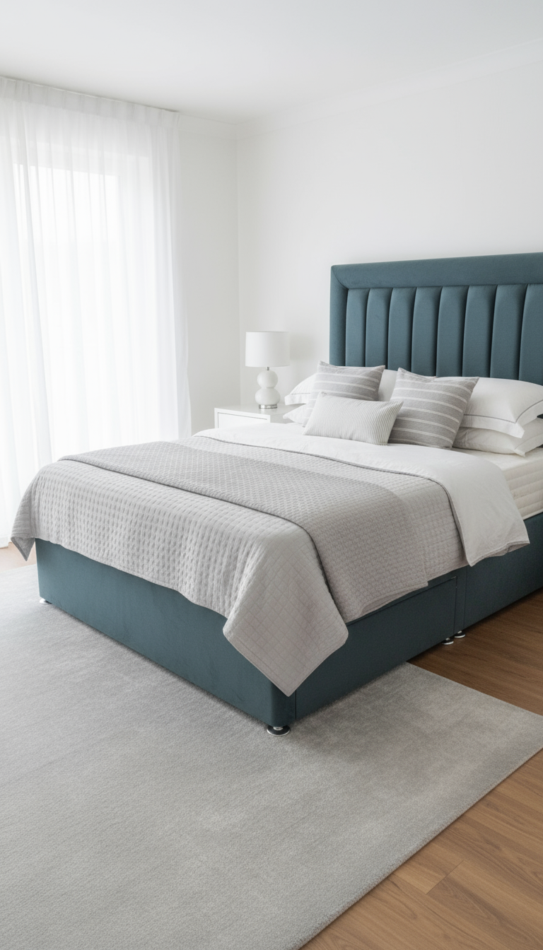 Grey Divan with Paris Headboard - Bright & Airy