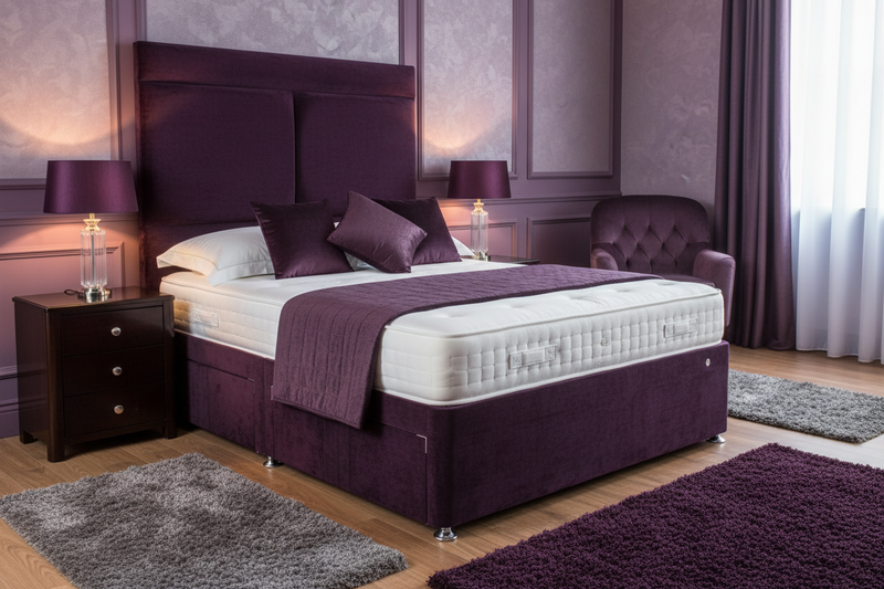 Hebden divan bed in purple room setting