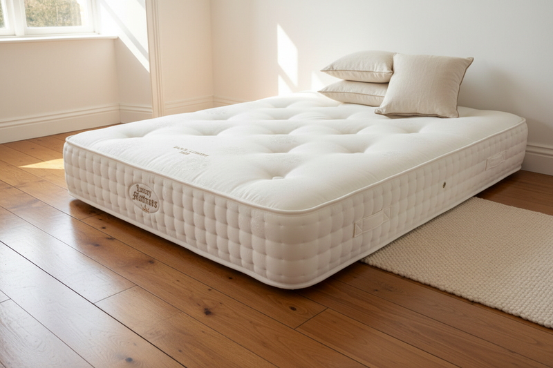 High-quality mattress on wood floor in elegant room