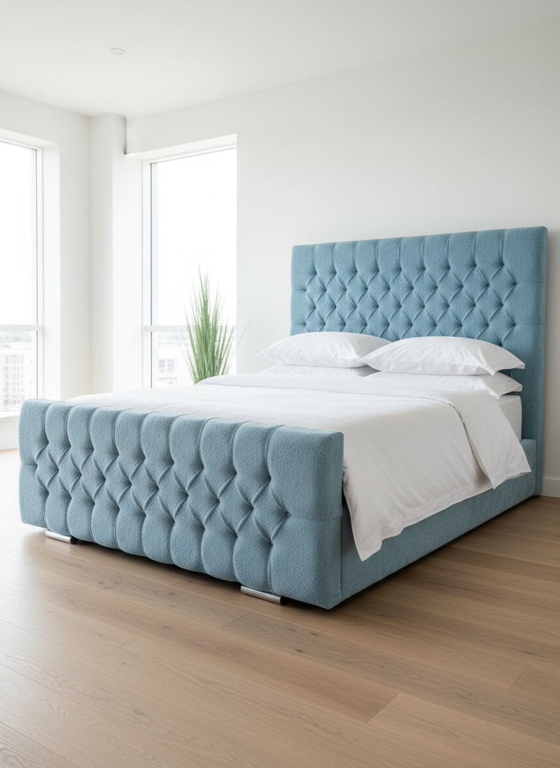 Ollie Chesterfield Bed in Sky Teddy