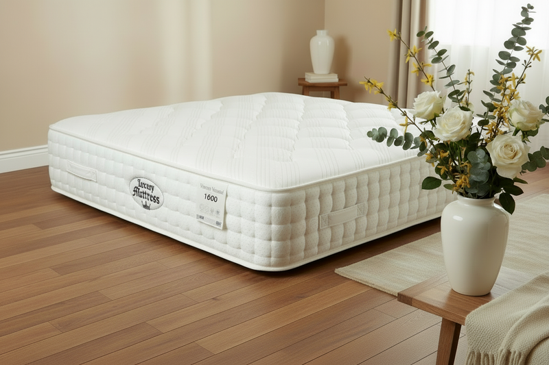 Premium mattress with varied vertical quilted pattern in winter bedroom