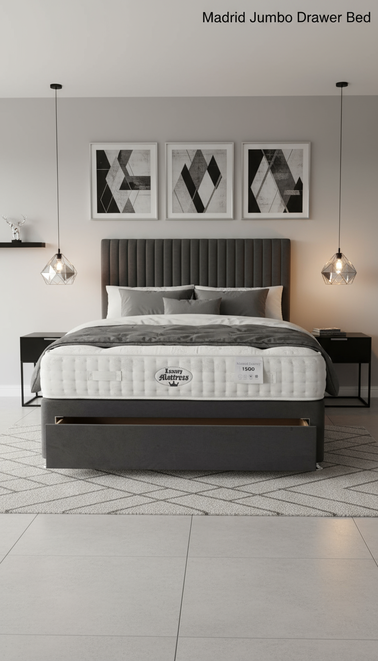 Sleek Modern Madrid Jumbo Drawer Bed